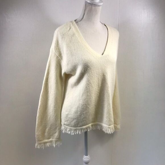 Anthropologie Joy Fringed V-Neck Sweater Size S - Picture 4 of 7